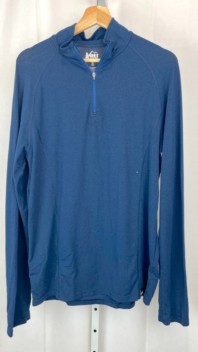 REI Co-Op Mens 1/4 Zip Tech Shirt 887279 Travel Hike Camp Pullover Blue Size M